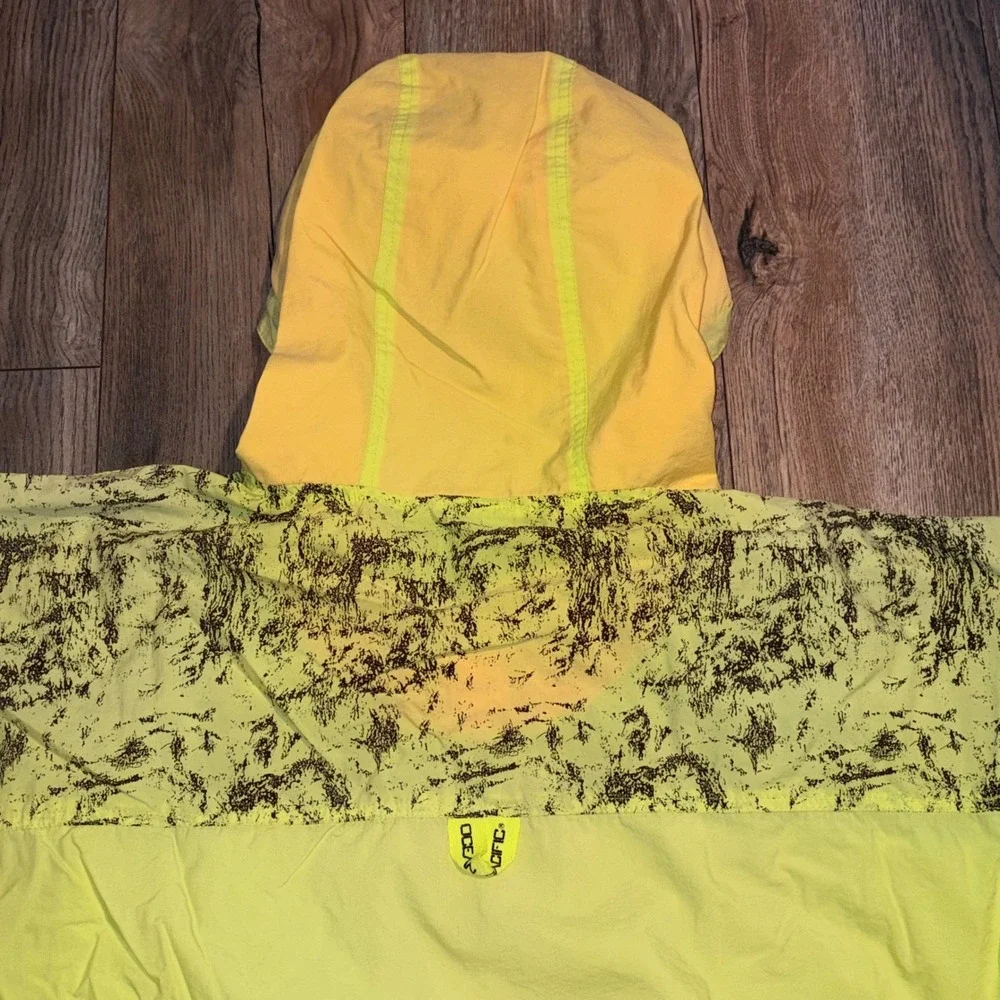 Vintage Ocean Pacific OP Neon Yellow Orange Windbreaker Anorak Pullover Mens L